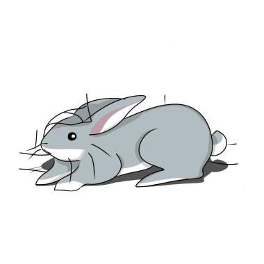 Çeşitli pozlarda şirin el çizimi tavşan çıkartmaları.