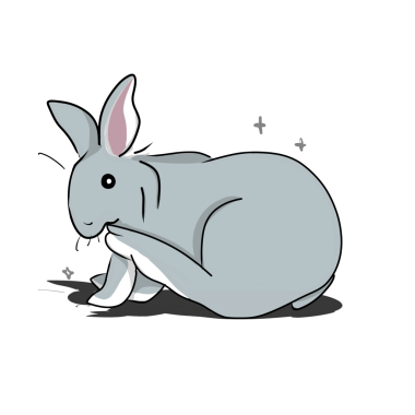 Çeşitli pozlarda şirin el çizimi tavşan çıkartmaları.