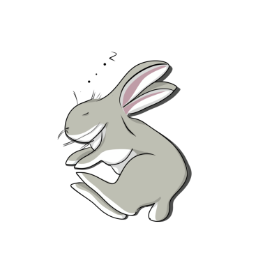 Çeşitli pozlarda şirin el çizimi tavşan çıkartmaları.