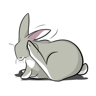 Çeşitli pozlarda şirin el çizimi tavşan çıkartmaları.