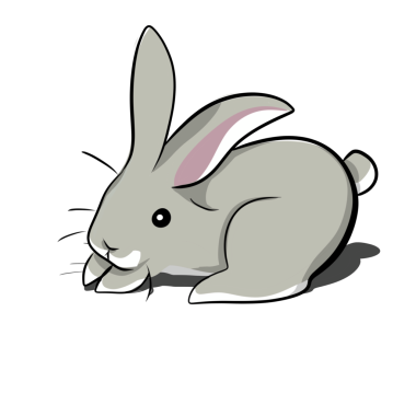 Çeşitli pozlarda şirin el çizimi tavşan çıkartmaları.