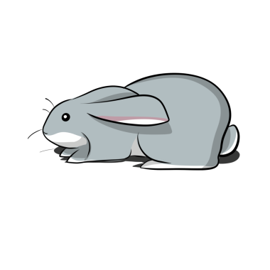 Çeşitli pozlarda şirin el çizimi tavşan çıkartmaları.