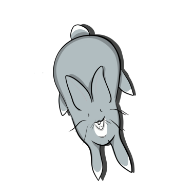 Çeşitli pozlarda şirin el çizimi tavşan çıkartmaları.