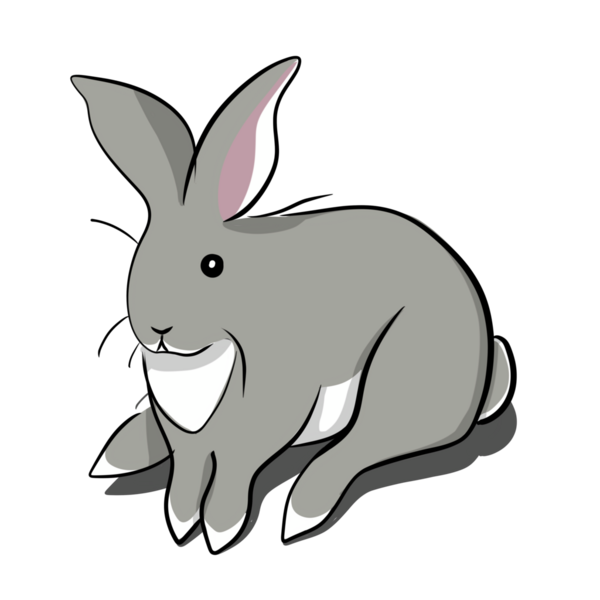 Çeşitli pozlarda şirin el çizimi tavşan çıkartmaları.