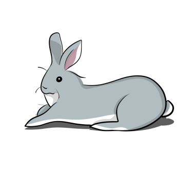 Çeşitli pozlarda el çizimi tavşan çıkartmaları.