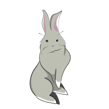 Çeşitli pozlarda el çizimi tavşan çıkartmaları.