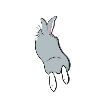 Çeşitli pozlarda el çizimi tavşan çıkartmaları.