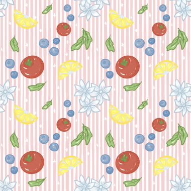  Beyaz çizgili arka planlı, el çizimi desenli bir meyve.