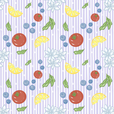  Beyaz çizgili arka planlı, el çizimi desenli bir meyve.