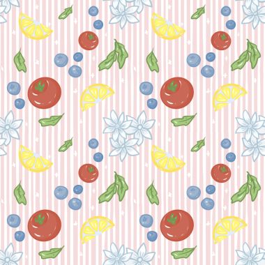  Beyaz çizgili arka planlı, el çizimi desenli bir meyve.