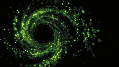 Parçacıklı soyut Yeşil Girdap Enerjisi Girdabı