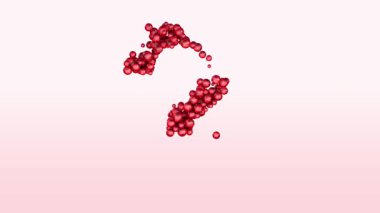 Büyüleyici bir soyut tasarım, pembe eğimli arka plan karşısında eğri bir şekil oluşturan kırmızı kürelerden oluşan bir düzenleme içeriyor. Modern, sanatsal ve görsel açıdan çekici bir tasarım..