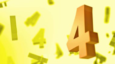 Dört numaralı altın, yumuşak sarı bir zemine karşı yüzüyor. Bulanık dörtler derinlik katar. Temaları, grafikleri ve modern tasarımı saymak için mükemmel. Canlı, temiz ve minimalist bir görüntü..