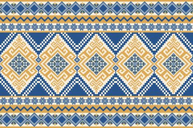 Kraliyet çivit mavisi ve lacivert tonlarında zarif piksel desen. Etnik nakışlardan esinlenilmiş. Tekstil tasarımı, dijital baskılar, arka planlar ve ev dekorasyonu için mükemmel..