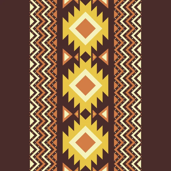Folk elmas motifleri ve zigzag sınır elementleriyle kusursuz geometrik vektör deseni. Kahverengi, sarı ve terracotta tonlarında ılık toprak renginde bir palet. Tekstil, kumaş baskısı, duvar kağıdı ve etnik altyapı için ideal..