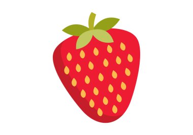 Tatlı düz renkli çilek ikonu pürüzsüz ve parlak kırmızı tonu var. Tatlı, yemek ve yaz meyveleri için mükemmel..