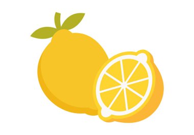 Basit geometrik tarzda canlı düz limon ikonu, turunçgil, meyve suyu ve sağlıklı yaz tasarımı temaları için mükemmel..