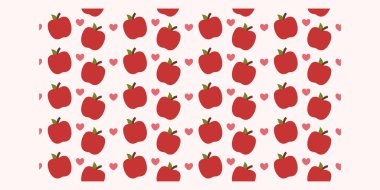 Parlak kırmızı tonlara ve basit şekillere sahip, sağlıklı yemek, meyve arkaplan ve mutfak tasarımları için mükemmel, düz renkli, pürüzsüz bir desen..