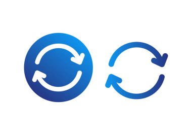 Web siteleri ve mobil arayüzler için uygun, yeniden yükleme veya eşzamanlama eylemini sembolize eden pürüzsüz mavi eğimli ok tazeleme simgesi.