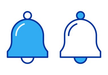 Web sitelerinde veya mobil aygıtlarda uyarılar, anımsatıcılar ve ileti sinyalleri için asgari mavi uyarı çanı simgesi.