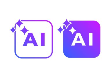 Yapay zekadan ve gelecekten gelen dijital sistemlerden esinlenilmiş gradyan mavi tipografi ikonu. Logolar ve markalar için mükemmel..