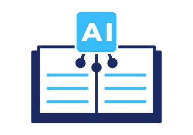 Dijital öğrenme, yenilik ve akıllı akademik sistemlerde yapay zekayı temsil eden düz mavi eğitim ikonu.