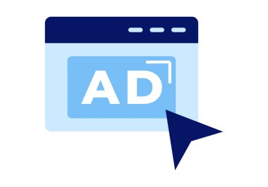 Çevrimiçi reklamlar ve dijital pazarlama ve internet reklam stratejisini temsil eden tanıtım simgelerinin düz renkli çizimi. İş ve pazarlama görselleri için ideal.