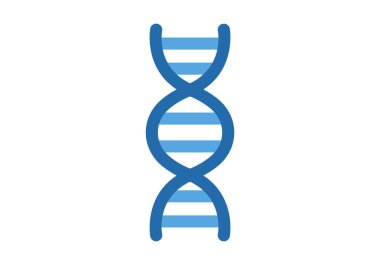 Genetik, moleküler biyoloji ve bilimsel sağlık araştırmalarını temsil eden DNA sarmalının düz renkli ikonu.