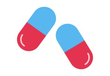 Sağlık, eczane ve eczacılık sektörlerini temsil eden kapsül tıbbının renkli simgesi.