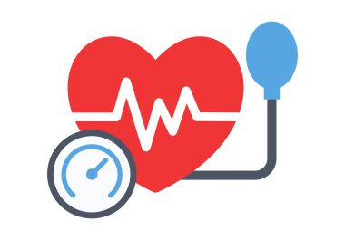 Kan basıncının düz renkli ikonu kalp sağlığı, sağlık ve tıbbi teşhisi temsil ediyor..