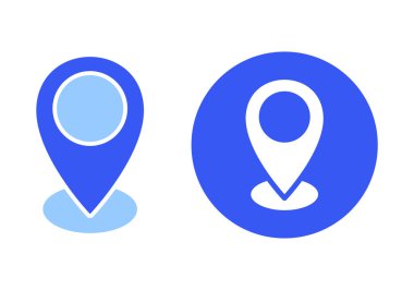 Seyahat veya dijital uygulamalar için düz mavi konum gösterimi haritası işaretleyici, hedef ve yön kavramı.