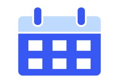 Dijital ve ofis kullanımı için tarih, olay ve zamanlama yönetimini temsil eden düz mavi takvim illüstrasyonu.