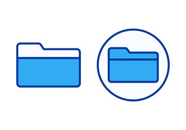 Dosya yönetimi, dijital depolama ve belge düzenleme kavramını temsil eden düz renkli mavi dizin illüstrasyonu.