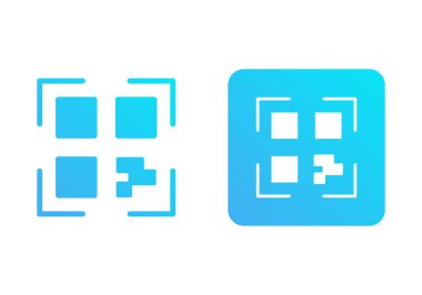 Düz renkli gradyan mavi QR kod çizimi dijital erişim, barkod taraması, mobil ödeme ve akıllı teknoloji kavramını temsil ediyor.