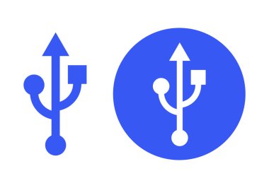 Düz renkli USB illüstrasyonu veri transferi, dijital depolama ve aygıt bağlantısını sembolize eder.