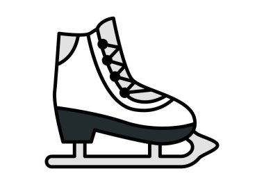 Düz renkli buz pateni ikonu kış sporlarını ve şenlik aktivitelerini temsil ediyor. Tatil tasarımları, spor grafikleri ve mevsimsel çizimler için mükemmel..