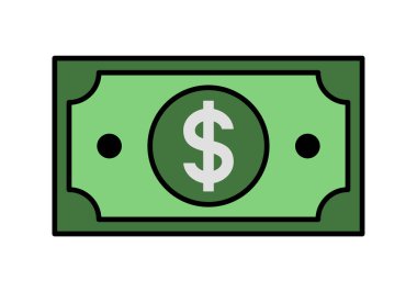 Modern ekonomide nakit, finans ve ödeme işlemlerini sembolize eden düz renkli dolar tasviri.