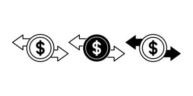 Siyah ikon para transferi paketi güvenli para değişimi ve küresel işlem kavramlarını gösteriyor.