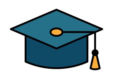 Mezuniyet şapkasının renkli simgesi eğitim, öğrenme, akademik başarı ve başarıyı sembolize ediyor.