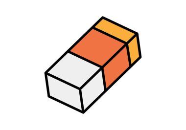 Düzeltme, sanat araçları ve eğitim kırtasiyesini temsil eden düz renkli silgi simgesi.