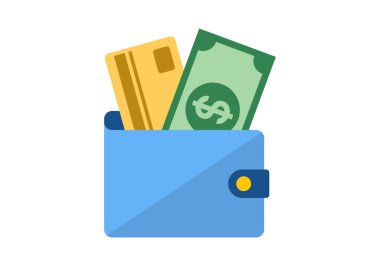 Bir cüzdanın düz renkli simgesi finans, dijital ödeme ve kişisel tasarrufu sembolize eder.