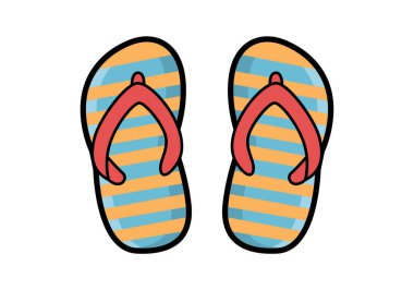 Sahil tatilini ve yaz tatillerini temsil eden terliklerin düz renkli simgesi.