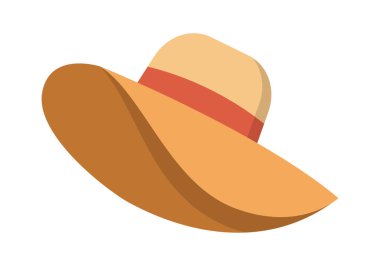 Plaj şapkasının düz renkli simgesi. Tatili, plaj rahatlığını ve yaz stilini temsil ediyor..