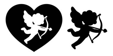 Aşk ve romantizmi sembolize eden okların siyah simgesi..