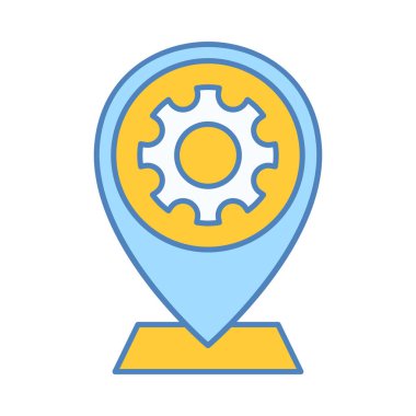 Düz renk konum broşu, vites ayarları sembolü, navigasyon ve uygulama arayüzü projeleri için ideal.