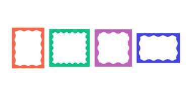 Pürüzsüz kenarları olan renkli yumuşak dalga dikdörtgen çerçeveler, modern posterler, markalaşma ve yaratıcı kompozisyonlar için ideal..