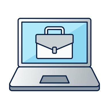 Düz renkli dizüstü bilgisayar çalışma simgesi üretkenliği ve teknolojiyi simgeliyor, ofis için mükemmel, çevrimiçi toplantı ve uzak iş projeleri.