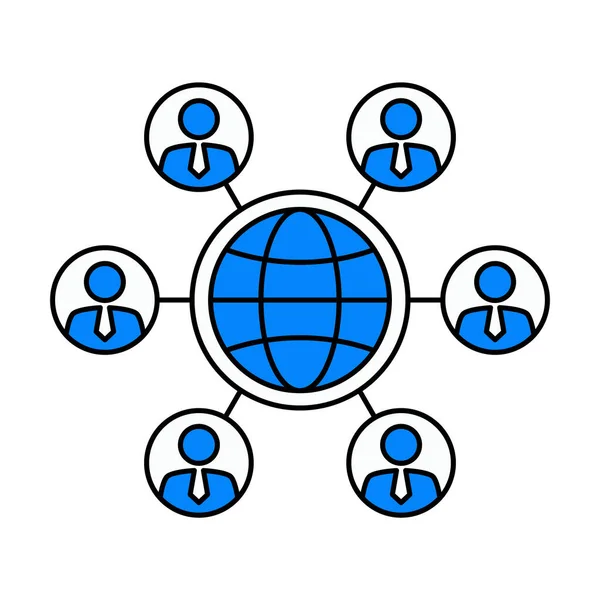Profesyonel bağlantıları, iletişimi ve kurumsal işbirliğini sembolize eden modern düz renkli iş ağı simgesi.