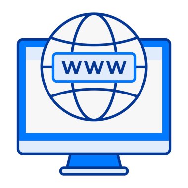 Web adresi ve internet bağlantı sembolünü gösteren parlak düz alan adı www simgesi.