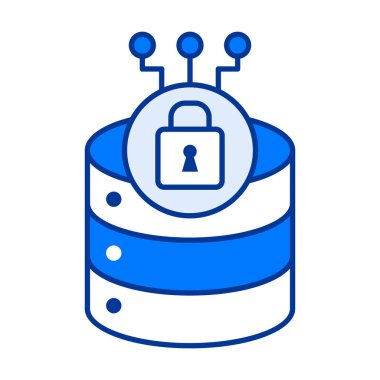 Güvenli dijital gizlilik ve koruma sistemini temsil eden renkli düz veri şifreleme simgesi.